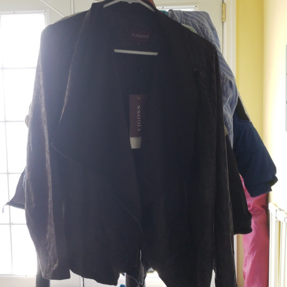 faux suade moto wrap jacket